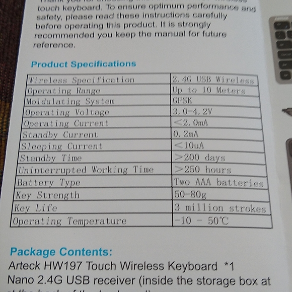 Artec wireless touch keyboard - Picture 7 of 7